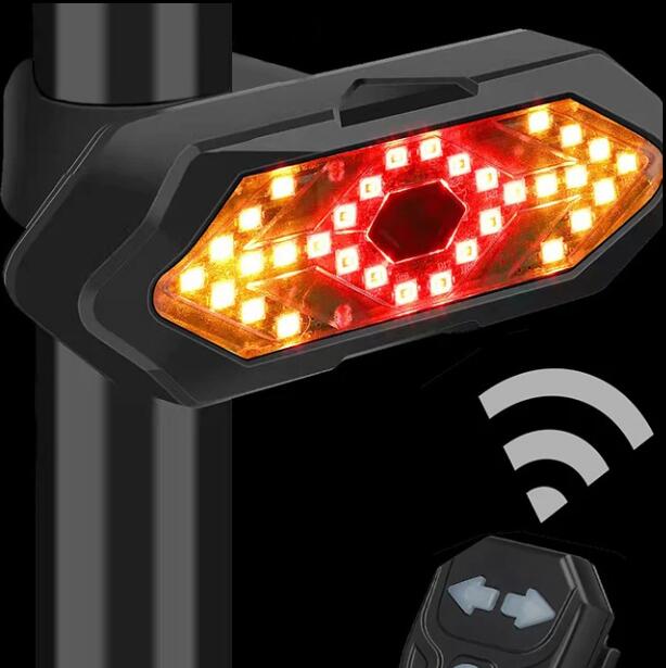 Rechargeable Bike Turn Signal LED Tail Light with Remote Control