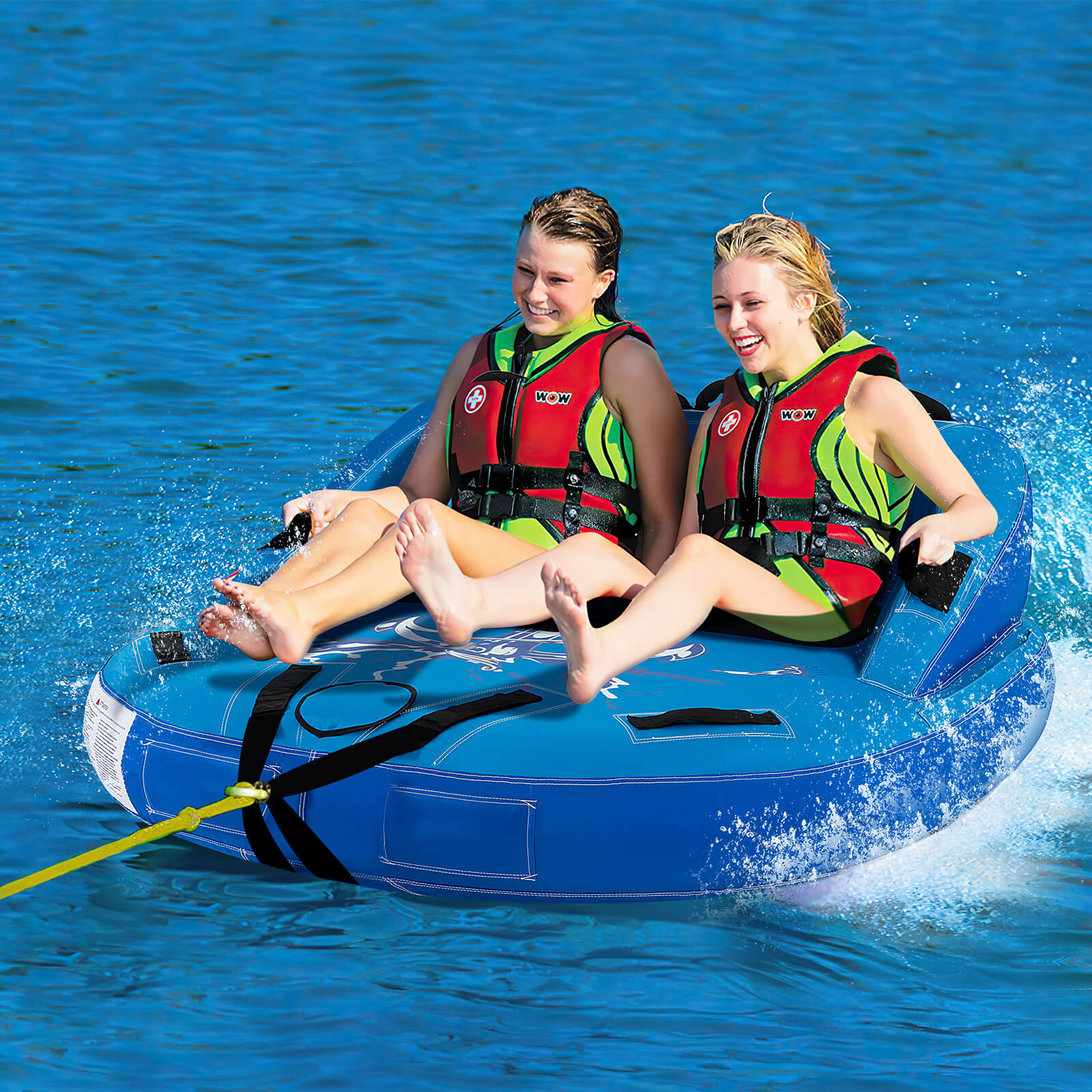 2-Person Inflatable Towable Water Sport Tube for Boating