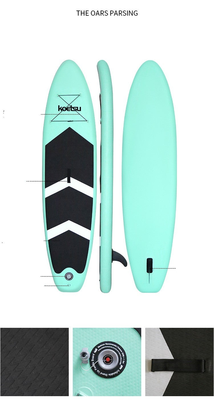 Inflatable Beginner Paddleboard with Standing Surf and Water Ski Design