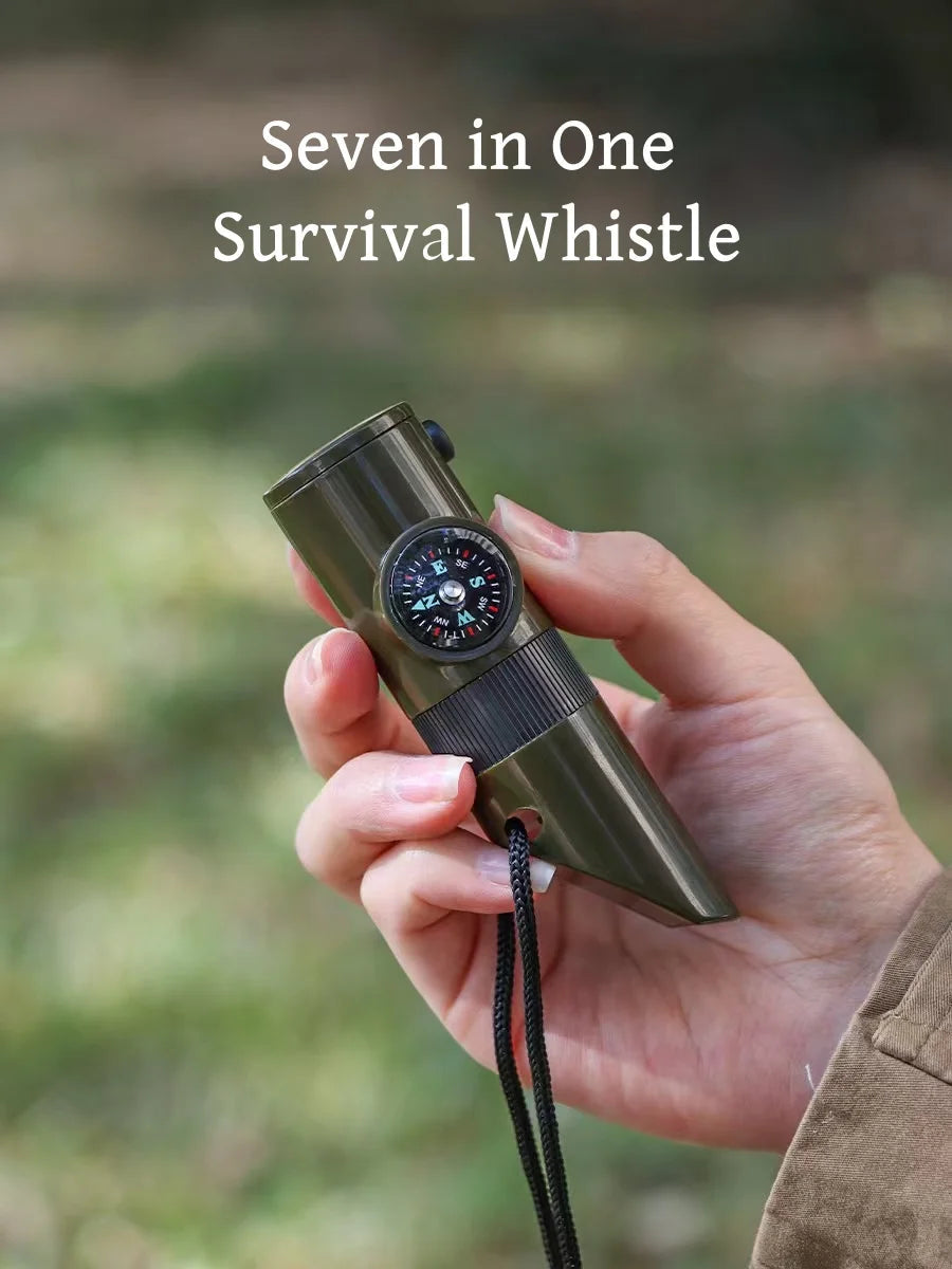 7-in-1 Survival Whistle Emergency Hiking Outdoor Tool
