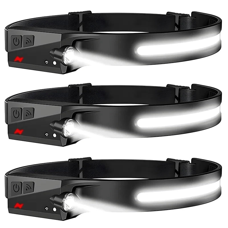 USB Rechargeable Waterproof LED Headlamp with Motion Sensor