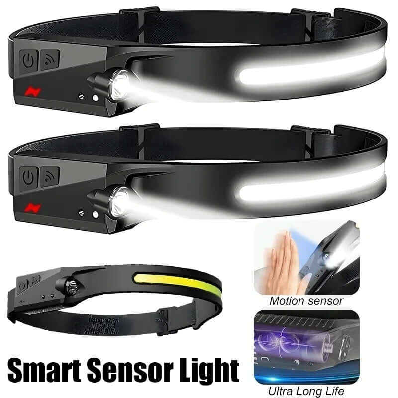 USB Rechargeable Waterproof LED Headlamp with Motion Sensor