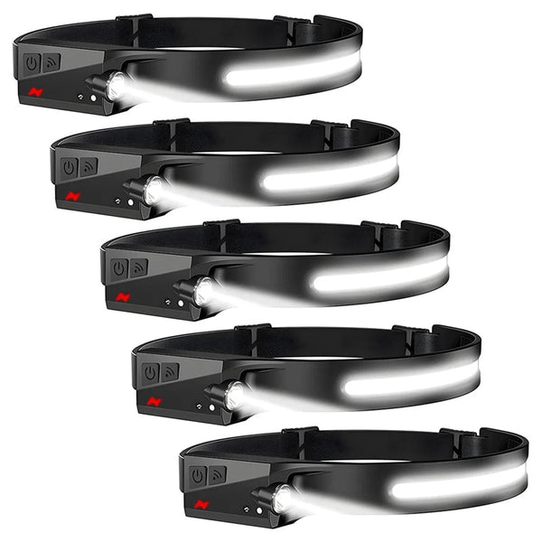 USB Rechargeable Waterproof LED Headlamp with Motion Sensor