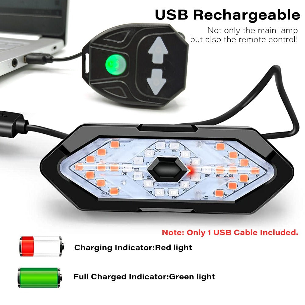 Rechargeable Bike Turn Signal LED Tail Light with Remote Control