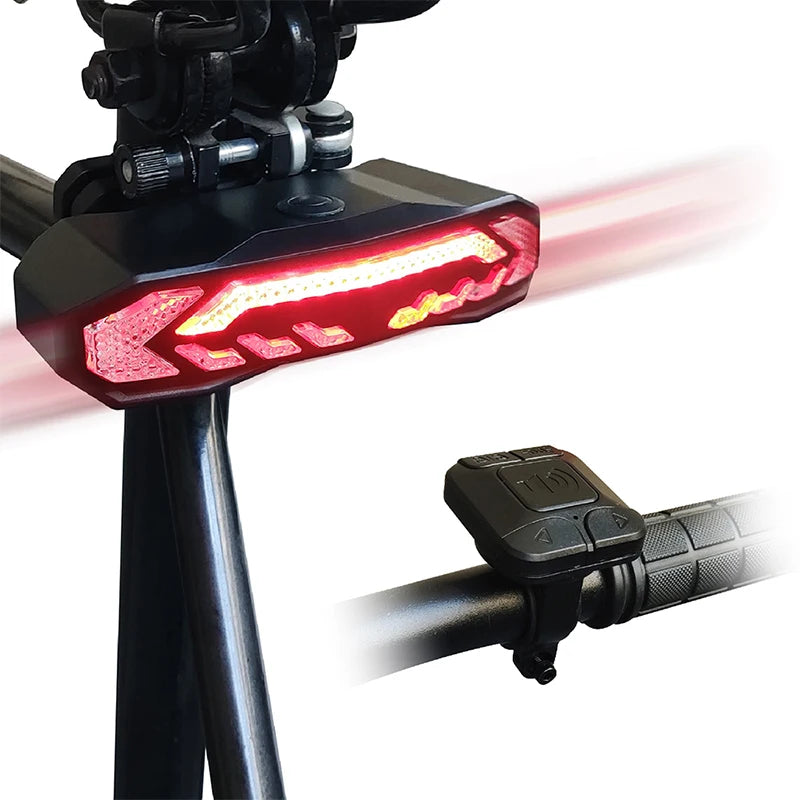 USB Rechargeable Bike Tail Light with Turn Signals and Alarm