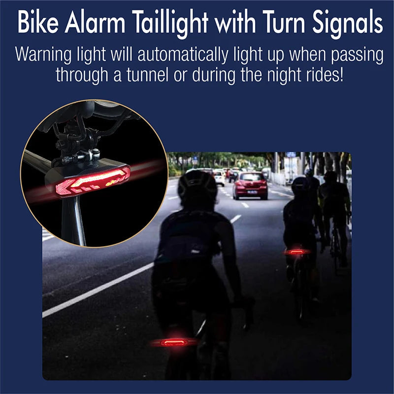 USB Rechargeable Bike Tail Light with Turn Signals and Alarm