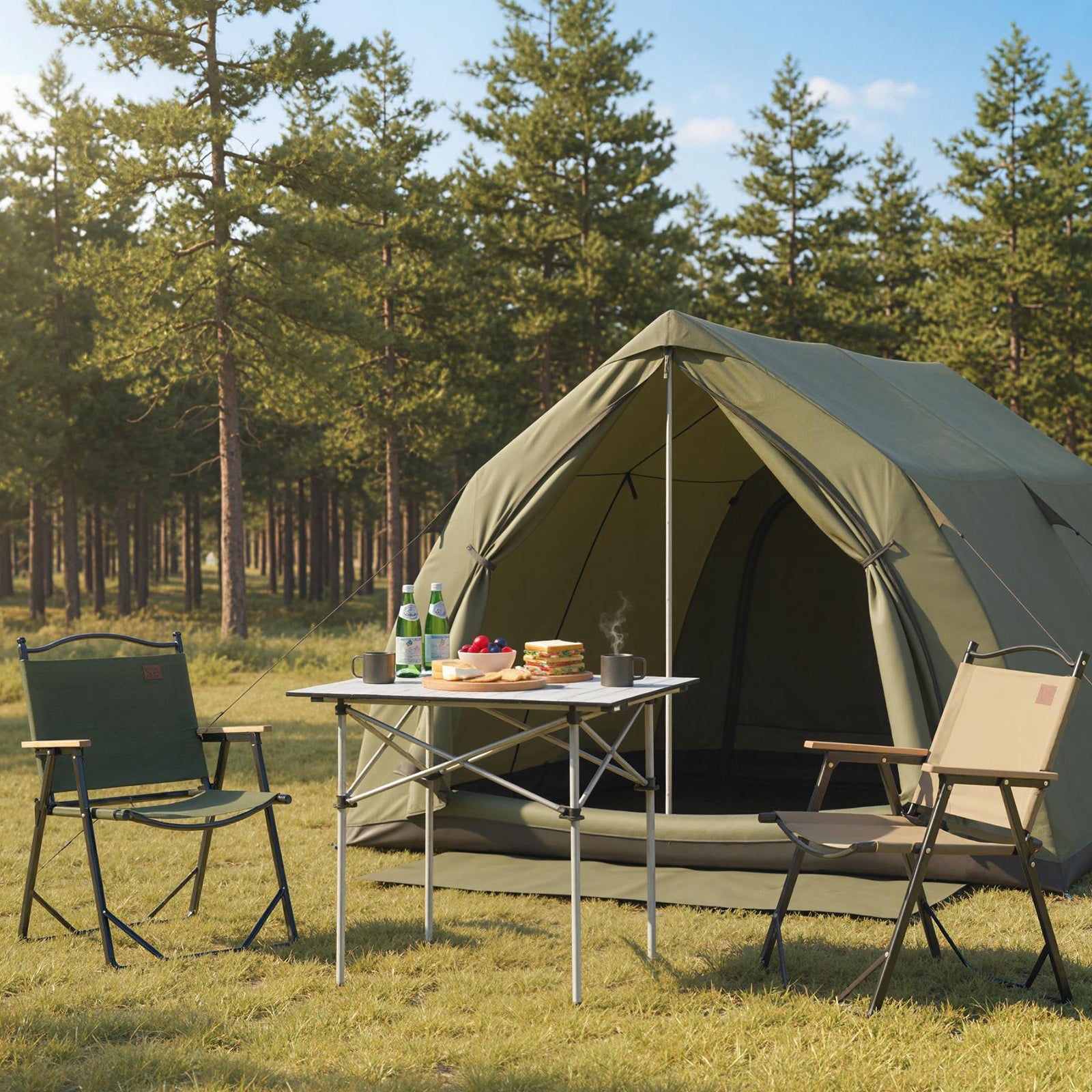 Foldable Roll-Up Camping Table with Metal Legs
