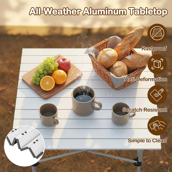 Foldable Roll-Up Camping Table with Metal Legs