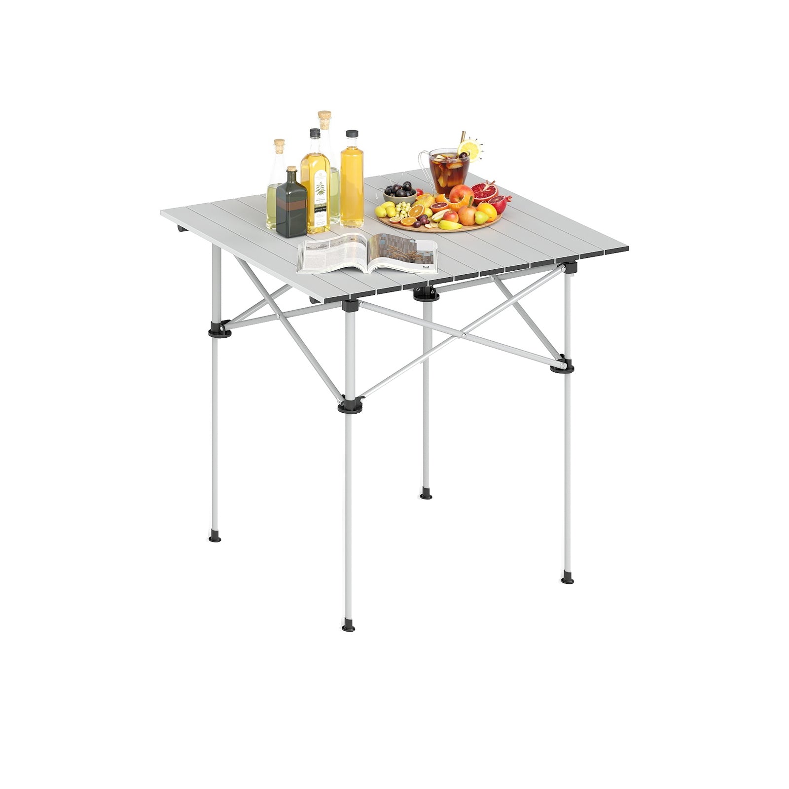 Foldable Roll-Up Camping Table with Metal Legs