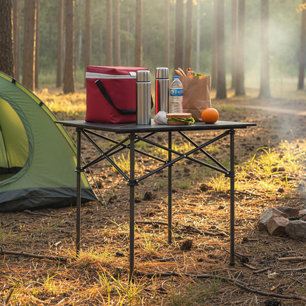 Foldable Roll-Up Camping Table with Metal Legs