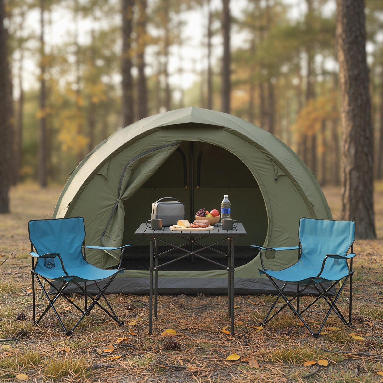 Foldable Roll-Up Camping Table with Metal Legs