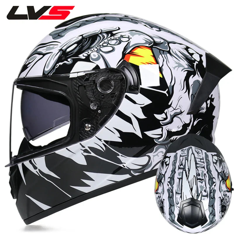 Full Face Racing Motorcycle Helmet with Double Visor