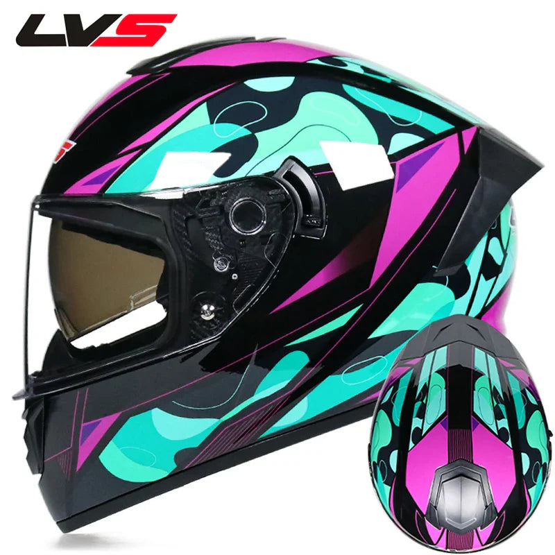 Full Face Racing Motorcycle Helmet with Double Visor