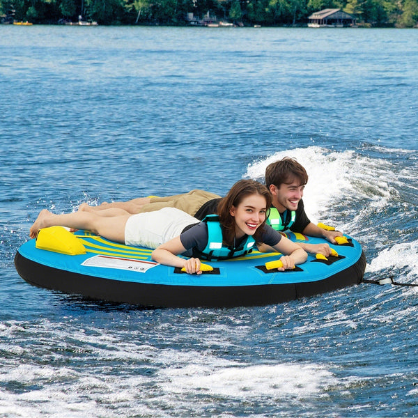 3-Person Inflatable Towable Boat Tube with Double Valves