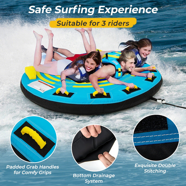 3-Person Inflatable Towable Boat Tube with Double Valves