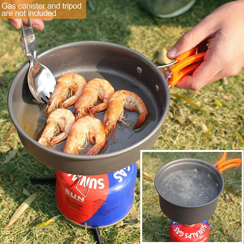 Foldable Aluminum Camping Cookware Set for Outdoor Cooking