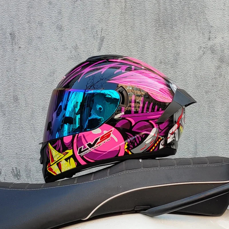 Full Face Racing Motorcycle Helmet with Double Visor