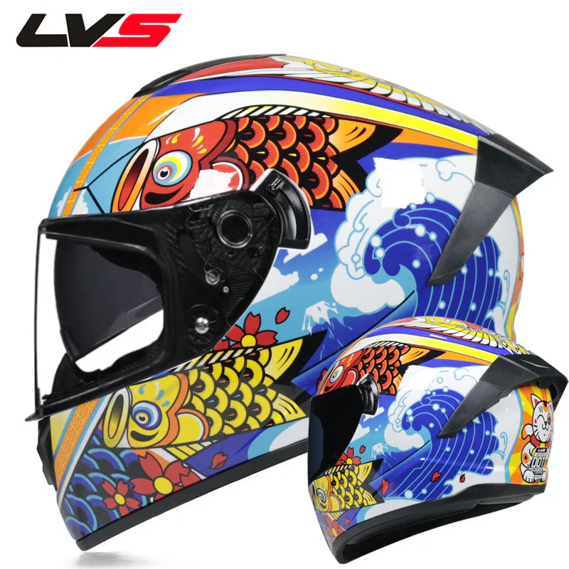 Full Face Racing Motorcycle Helmet with Double Visor