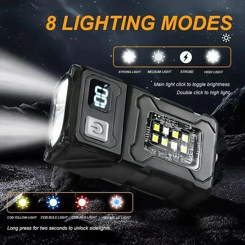 USB Rechargeable LED Flashlight with COB Emergency Light