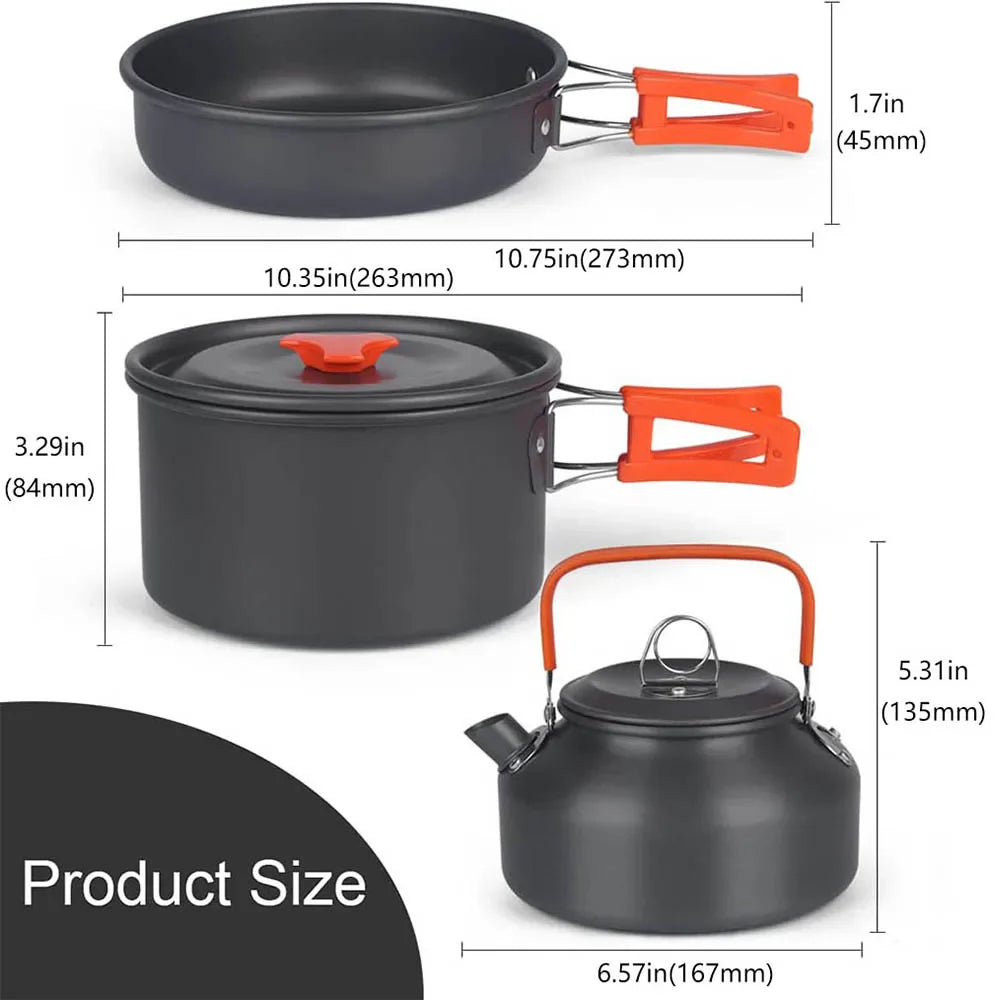 Foldable Aluminum Camping Cookware Set for Outdoor Cooking
