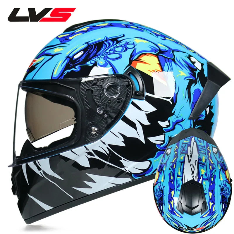 Full Face Racing Motorcycle Helmet with Double Visor