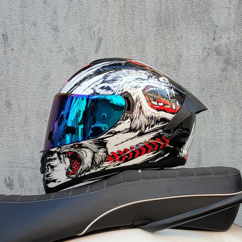 Full Face Racing Motorcycle Helmet with Double Visor
