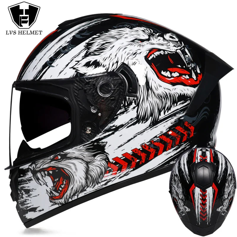 Full Face Racing Motorcycle Helmet with Double Visor