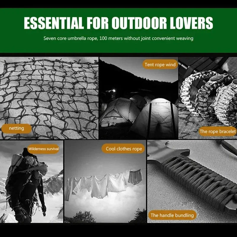 7-Core 550 Paracord Survival Rope for Camping and Hiking