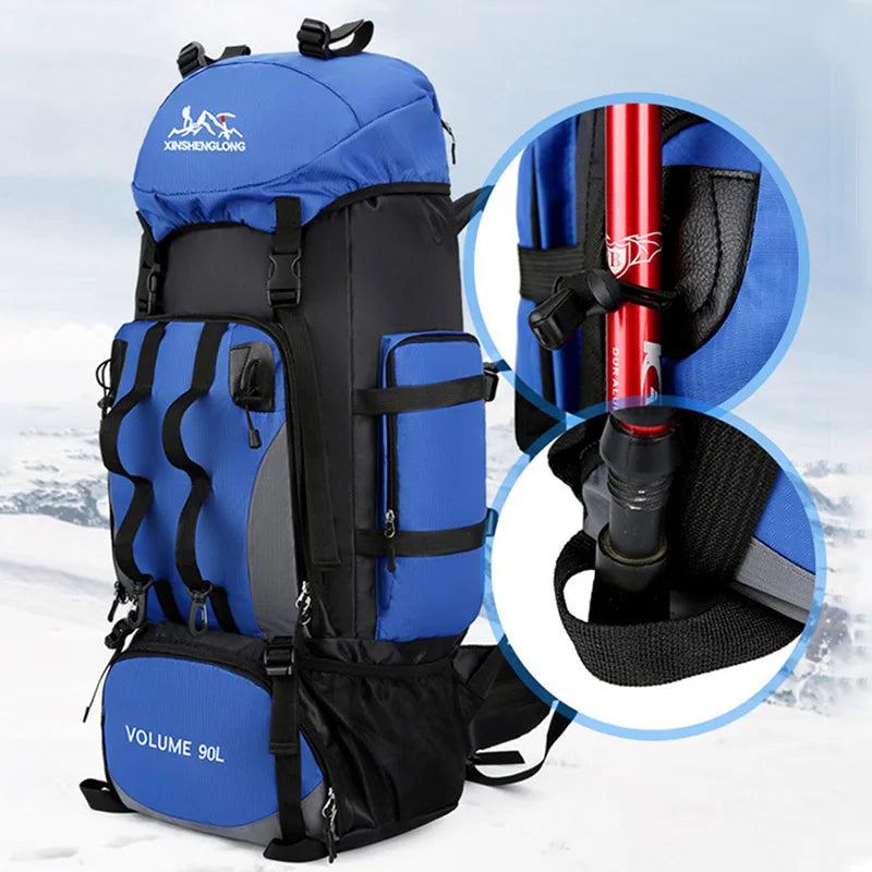 90L Waterproof Hiking Camping Backpack Travel Trekking Bag