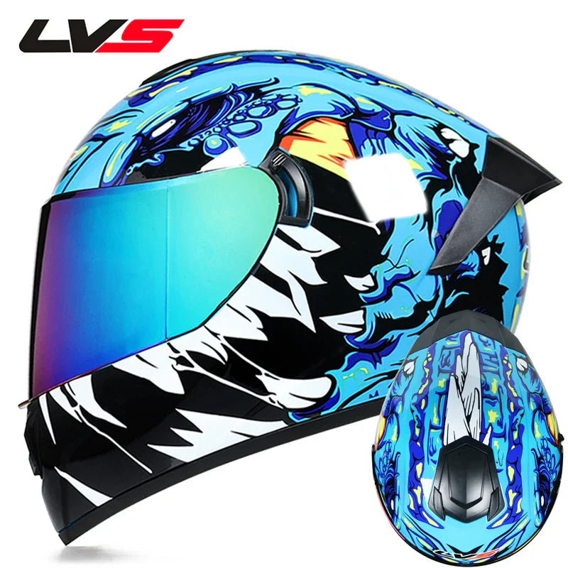 Full Face Racing Motorcycle Helmet with Double Visor