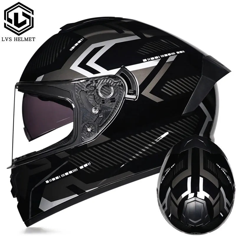 Full Face Racing Motorcycle Helmet with Double Visor