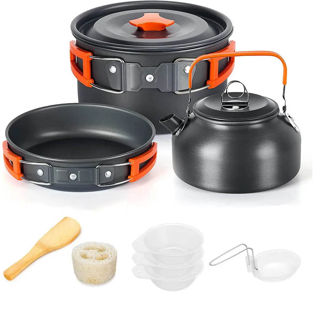 Foldable Aluminum Camping Cookware Set for Outdoor Cooking