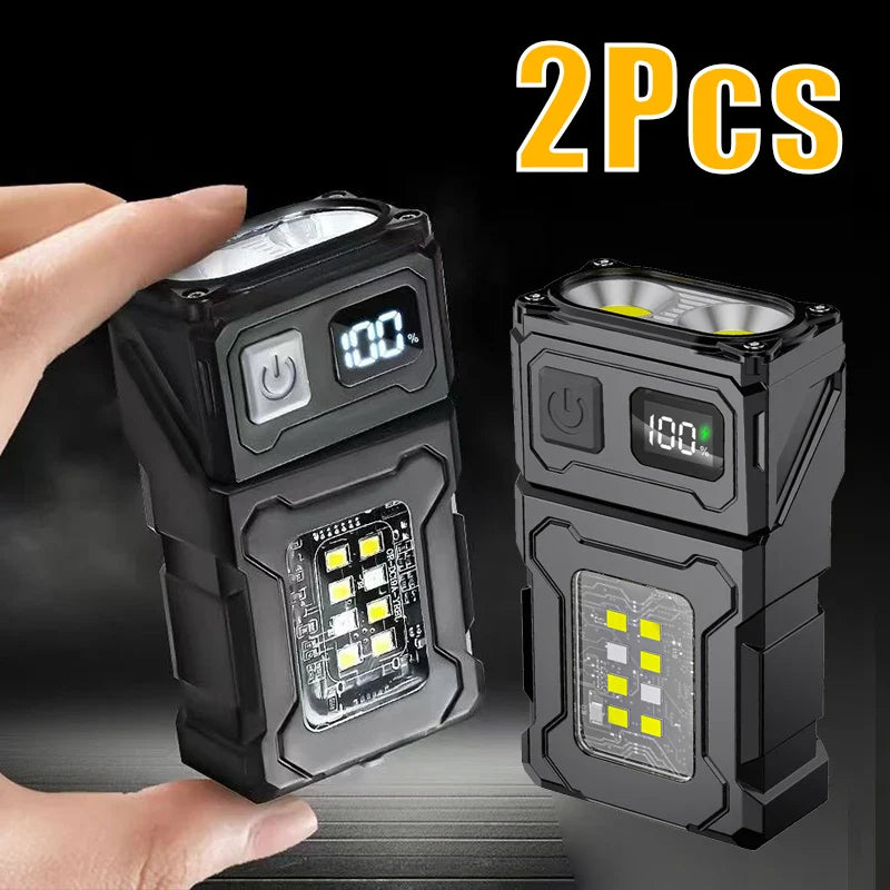 USB Rechargeable LED Flashlight with COB Emergency Light