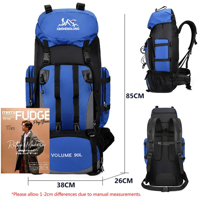 90L Waterproof Hiking Camping Backpack Travel Trekking Bag