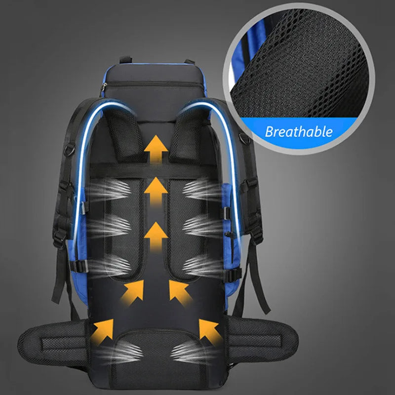 90L Waterproof Hiking Camping Backpack Travel Trekking Bag
