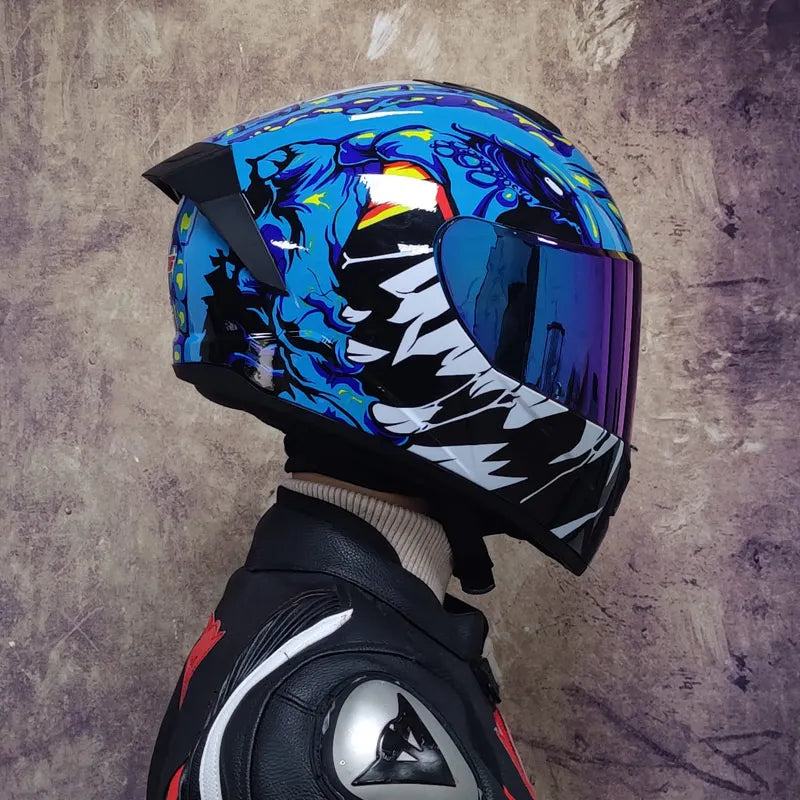 Full Face Racing Motorcycle Helmet with Double Visor