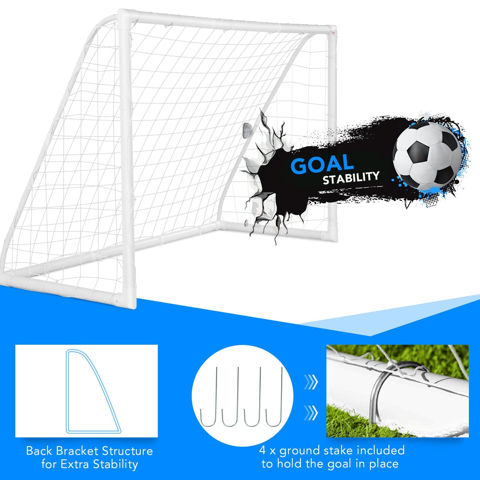 6 x 4 Feet Soccer Goal with Durable UPVC Frame