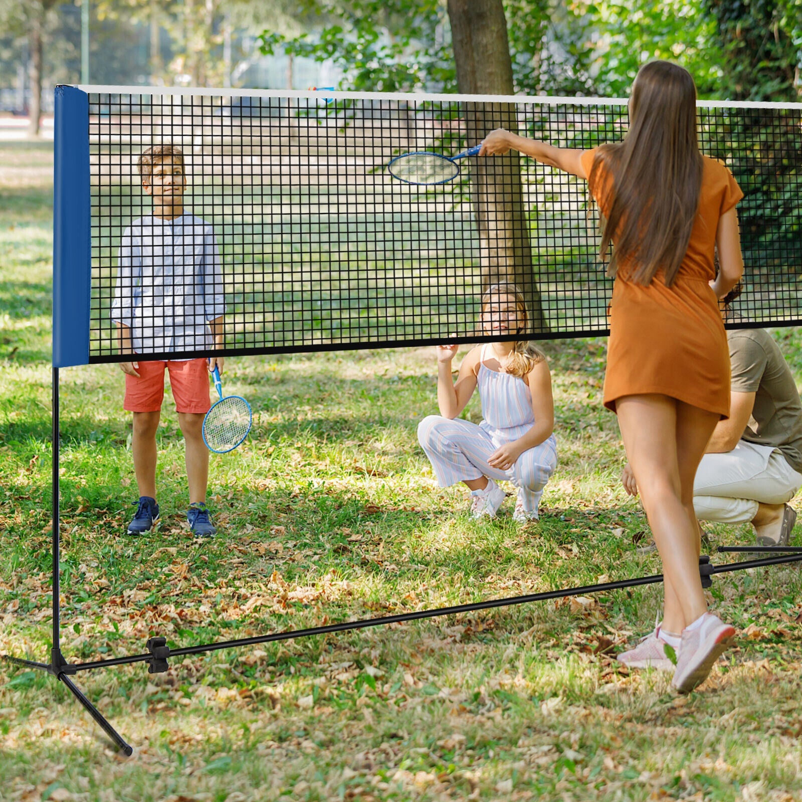 Adjustable Badminton Net Stand with Portable Carry Bag