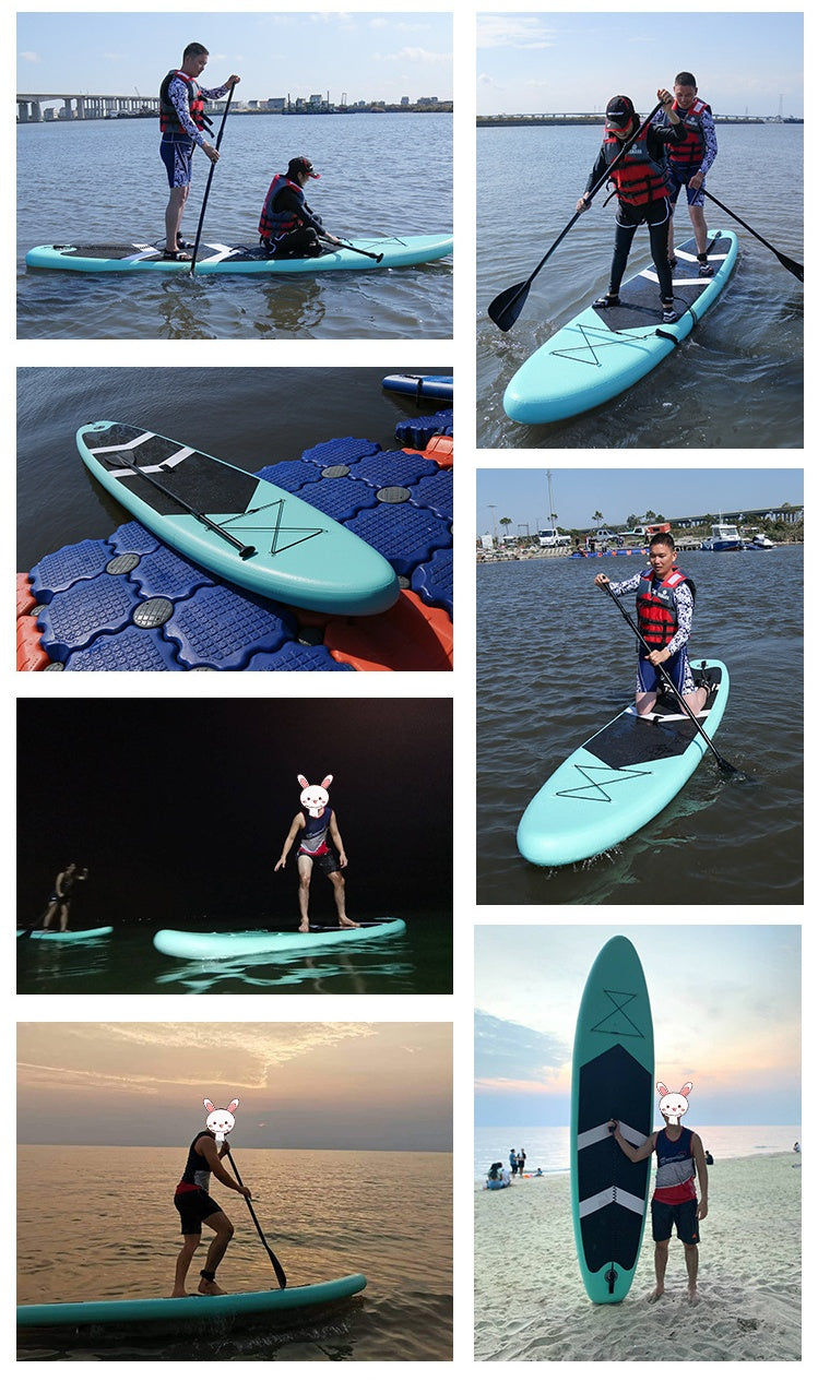 Inflatable Beginner Paddleboard with Standing Surf and Water Ski Design