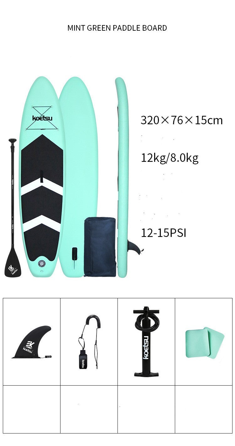 Inflatable Beginner Paddleboard with Standing Surf and Water Ski Design