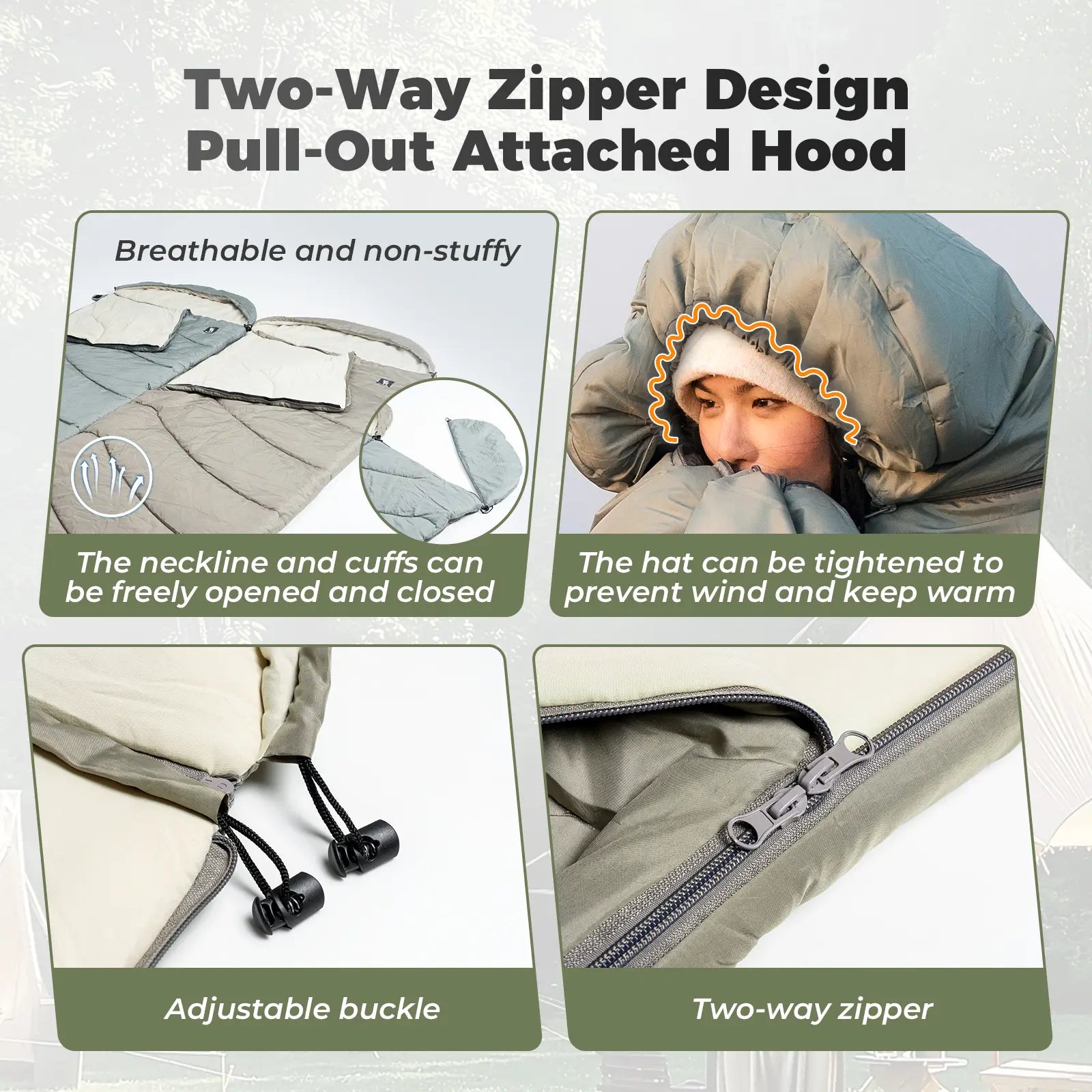 Portable Cotton Envelope Sleeping Bag with Compression Sack