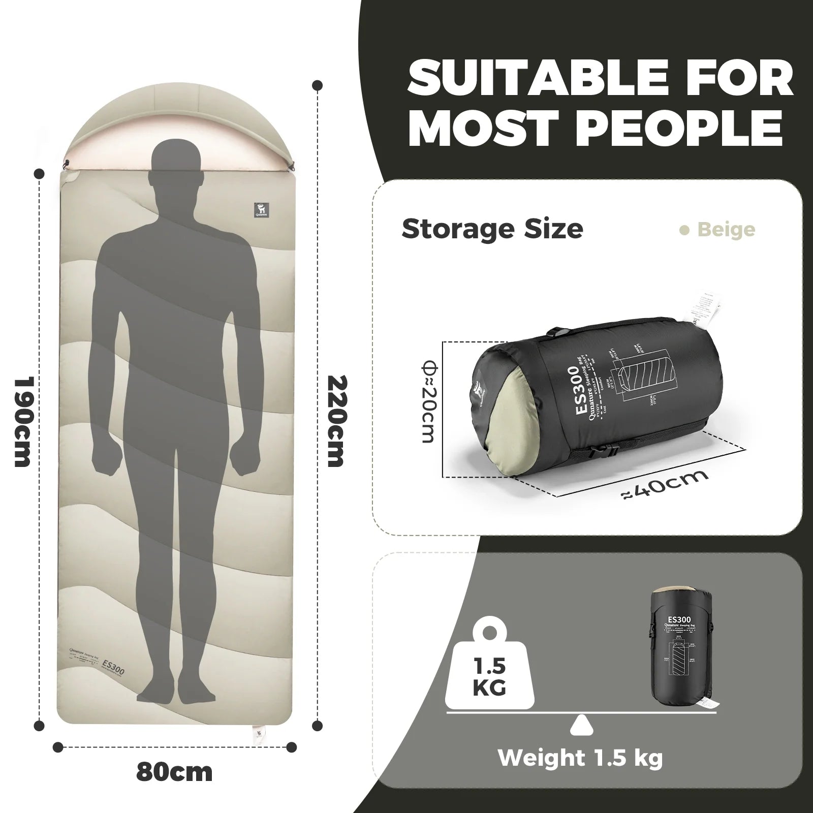 Portable Cotton Envelope Sleeping Bag with Compression Sack