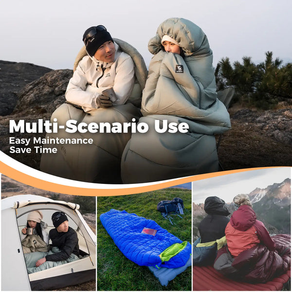 Portable Cotton Envelope Sleeping Bag with Compression Sack