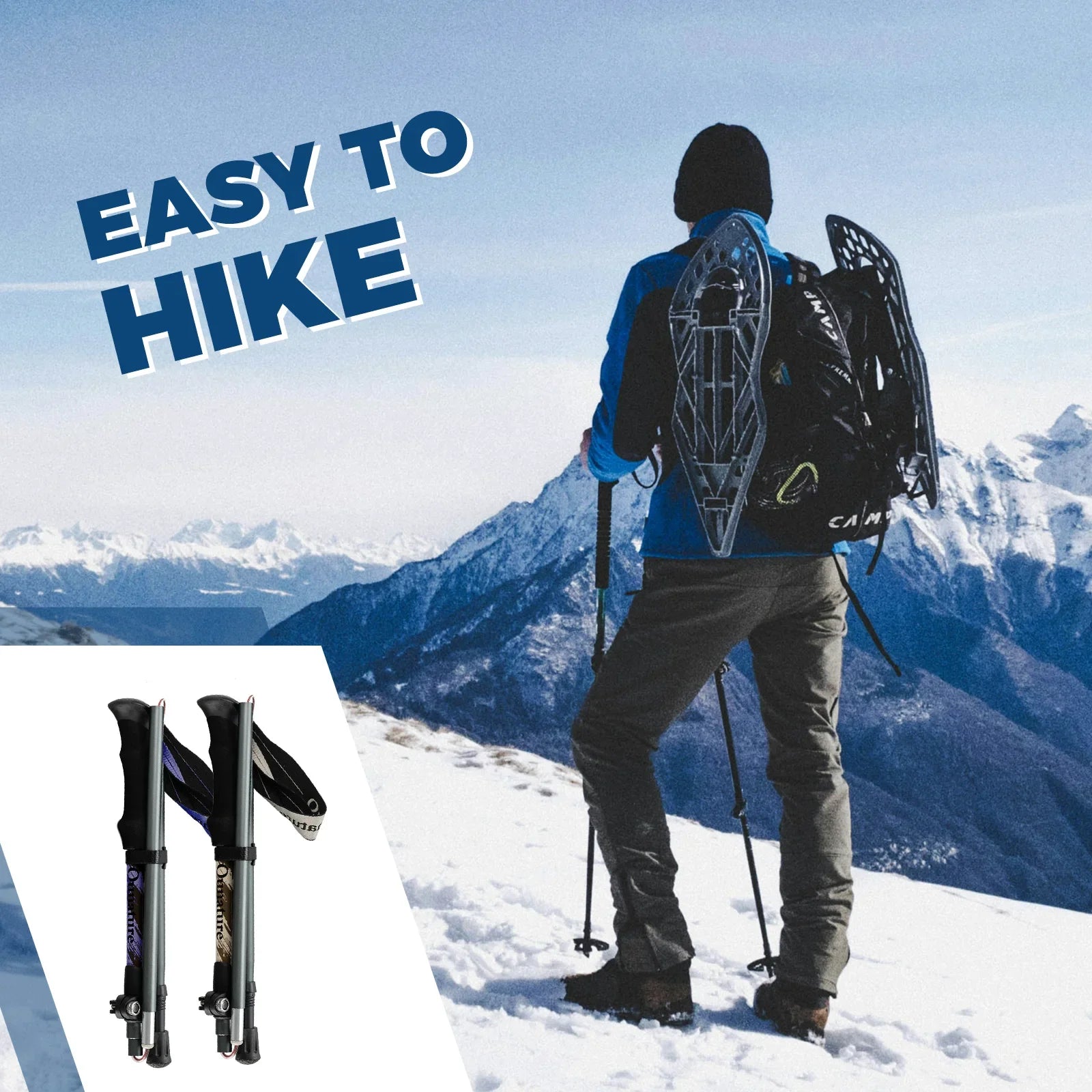 Foldable Aluminum Trekking Pole with Adjustable Height