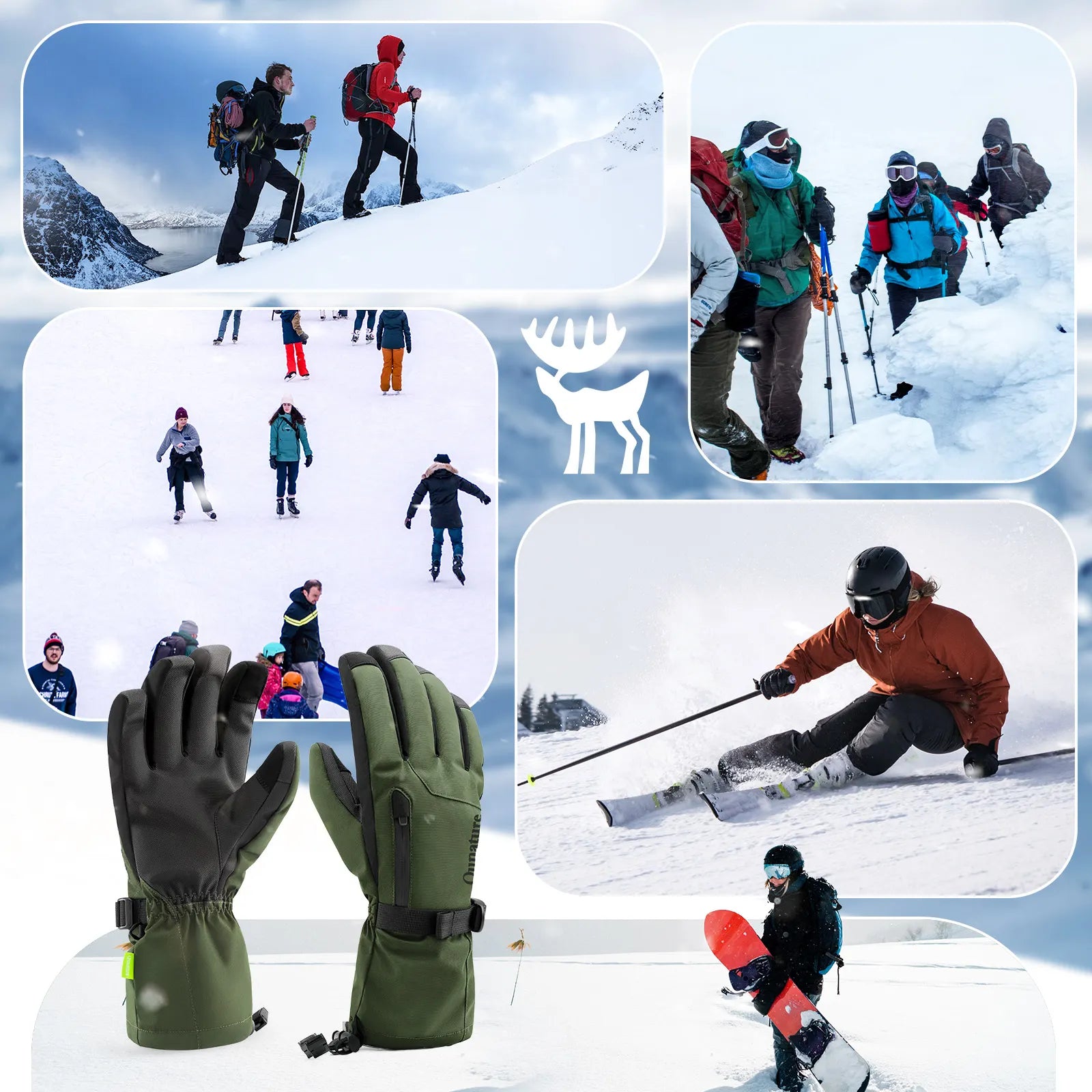 Waterproof Split-Finger Ski Gloves with Touchscreen Design