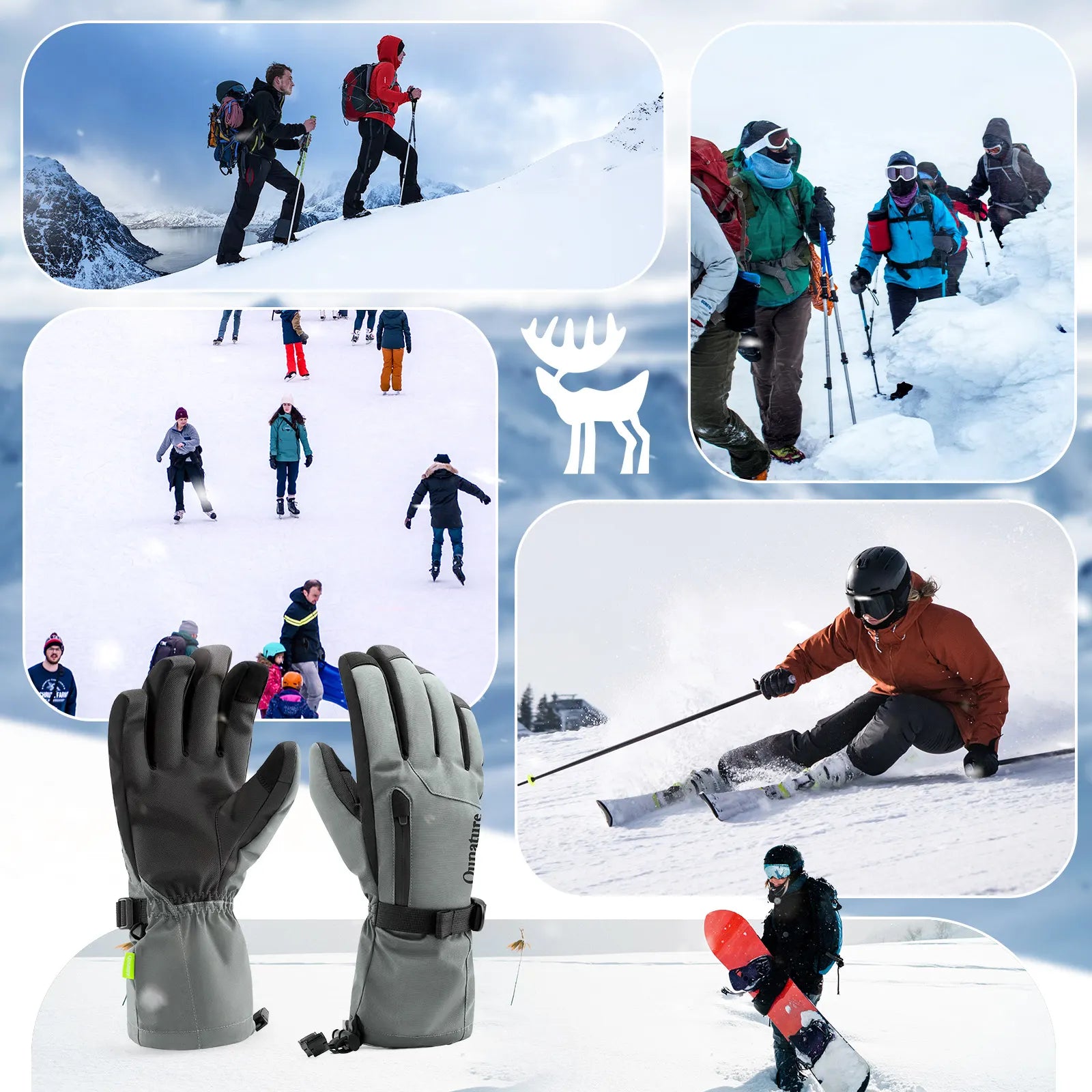 Waterproof Split-Finger Ski Gloves with Touchscreen Design