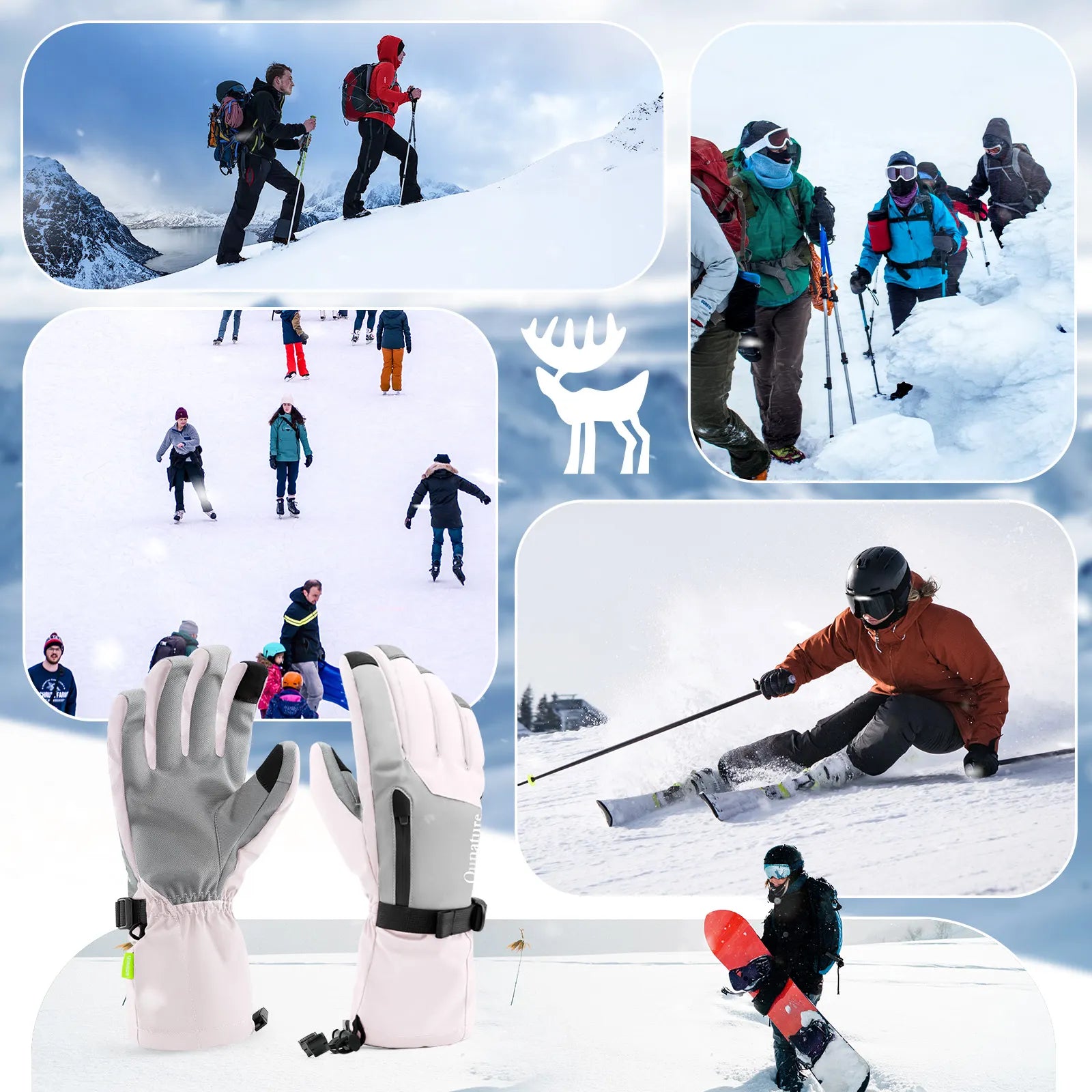 Waterproof Split-Finger Ski Gloves with Touchscreen Design
