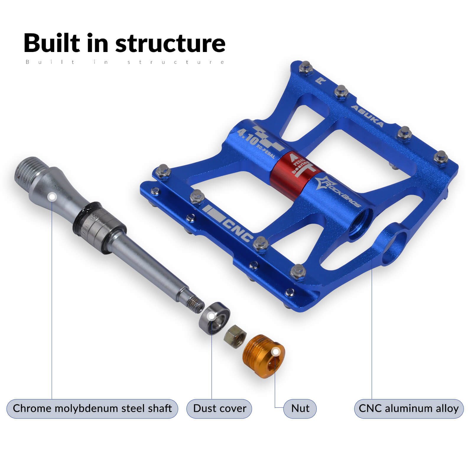 Aluminum Alloy Mountain Bike Pedals with 4 Bearings