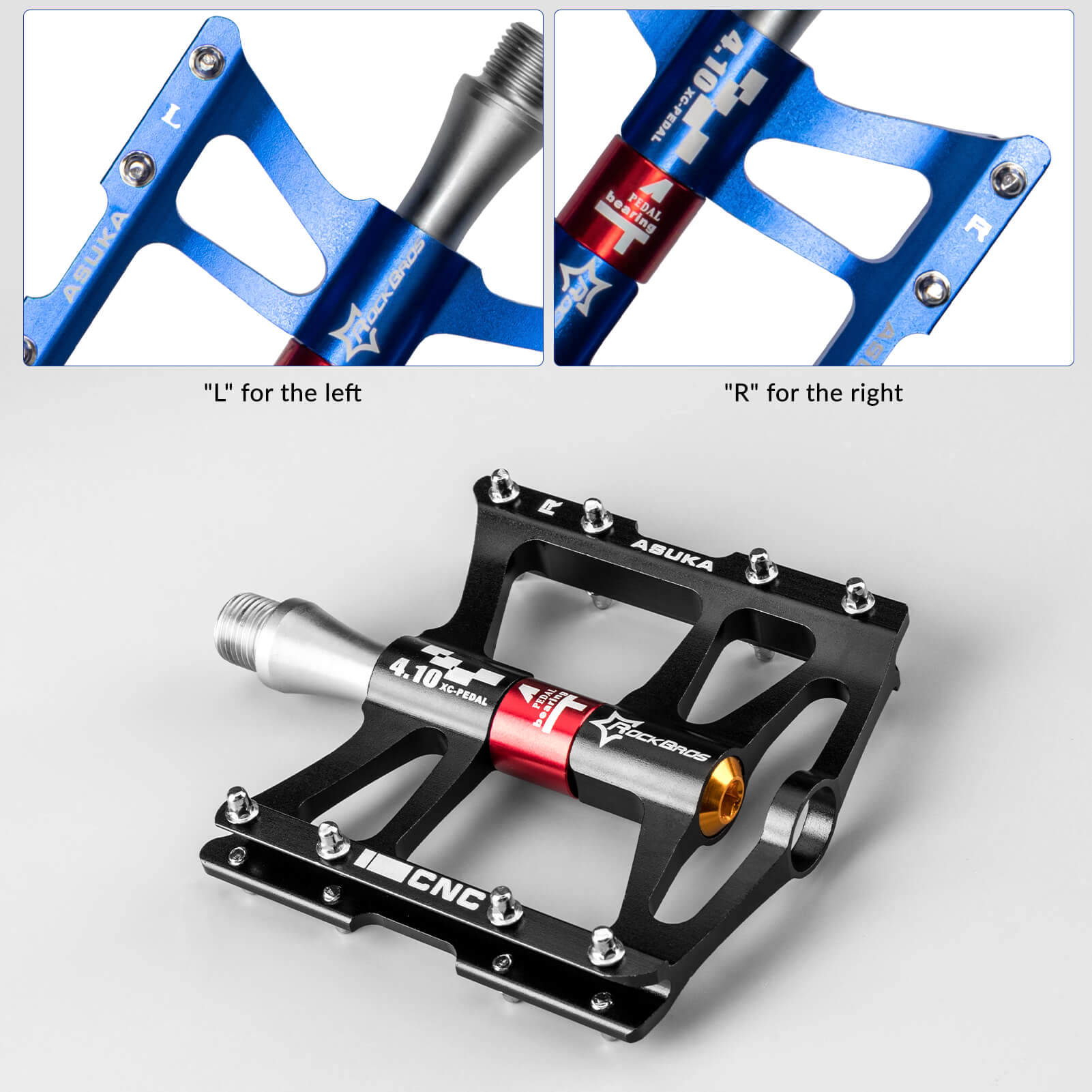 Aluminum Alloy Mountain Bike Pedals with 4 Bearings