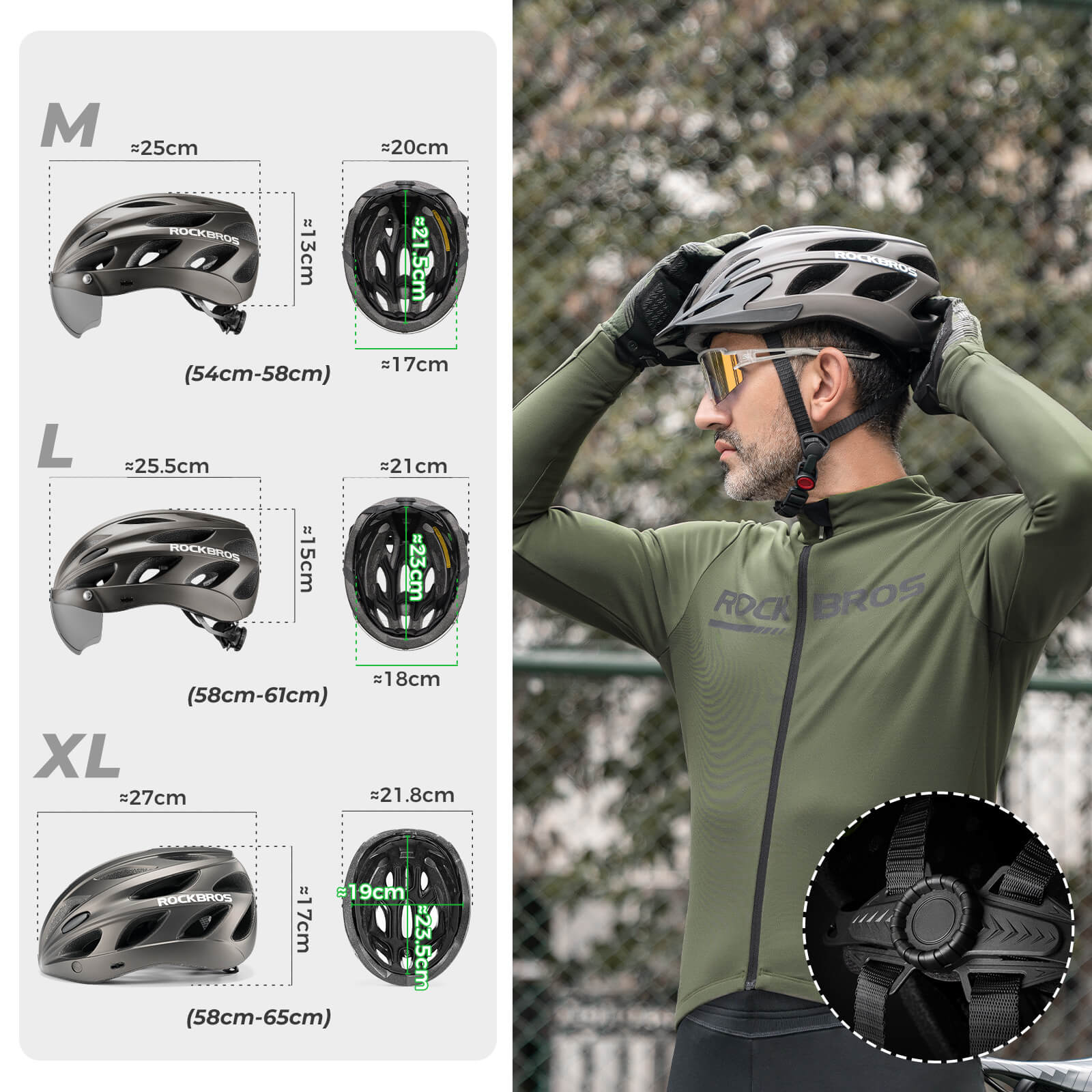 Pottier Bike Helmet with Visor and Protective Goggles